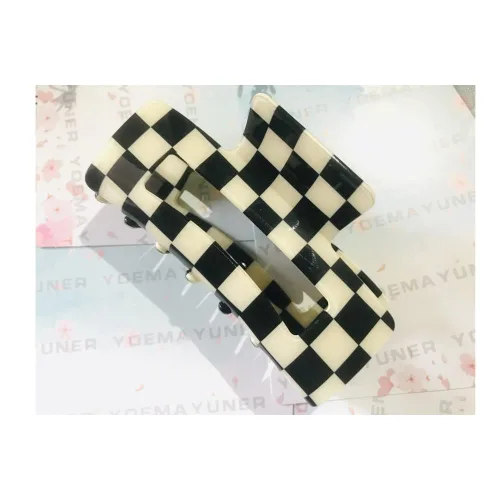 Miniatura 5 de Pinzas para el cabello a cuadros para mujeres y niñas, pinzas de pelo de moda para peinar con pinzas de garra, cabello grueso, forma rectangular