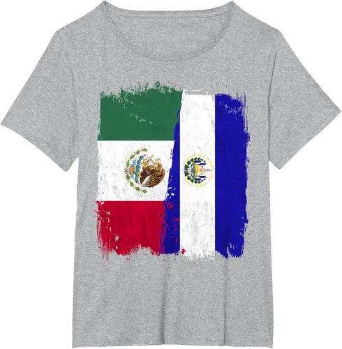 Miniatura 66 de Camiseta con la bandera mexicana de El Salvador con la mitad de la bandera mexicana de El Salvador