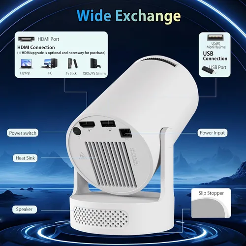 Miniatura 7 de Mini proyector 4K compatible con doble banda WIFI6 5G inalámbrico 5.4 Bluetooth Android 11, altavoz base de sonido, Keystone vertical automático