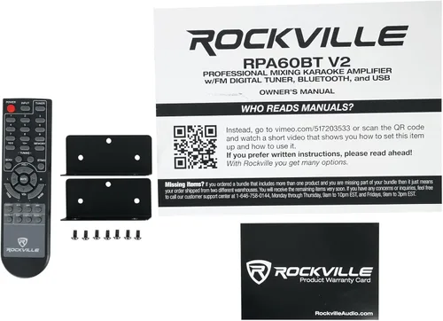 Miniatura 5 de Rockville RPA60BT V2, amplificador mezclador de 1000 W de 2 canales, Bluetooth, USB, entradas de micrófono, controles de ecualización, para DJs