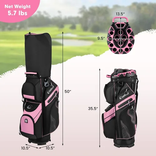 Miniatura 6 de Tangkula Bolsa de carrito de golf con divisores de longitud completa de 14 vías, 6 bolsas moldeadas con cierre superior de golf con 11 bolsillos