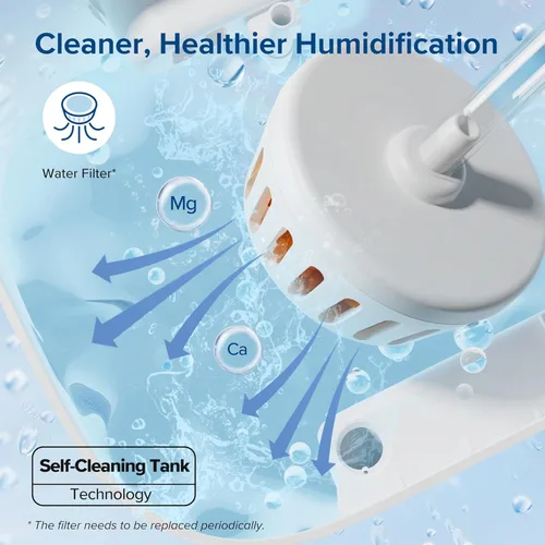 Miniatura 50 de LEVOIT Humidificadores evaporativos para dormitorio de bebé, filtros dobles de aire y agua, sensor separado, sin luz azul para luz nocturna de Blanco