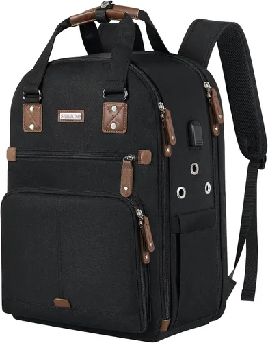 SINVICKO Bolsa de ganchillo, mochila de tejido y organizador de bolsas con puerto de carga USB, bolsa grande de almacenamiento de hilo
