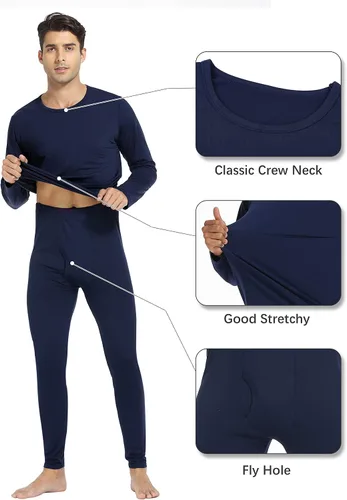 Miniatura 3 de URATOT Conjunto de 2 ropa interior térmica para hombre, con forro polar, ropa interior térmica suave, largo Johns parte superior inferior