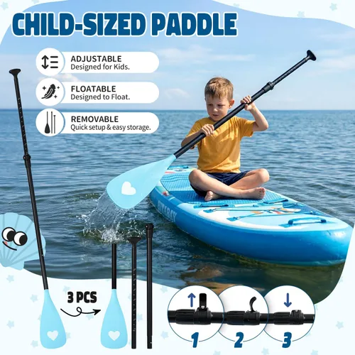 Miniatura 5 de Tabla de remo para niños con accesorios de SUP, tabla de remo para niños duradera, ligera y estable, cubierta antideslizante ancha, tablas de remo
