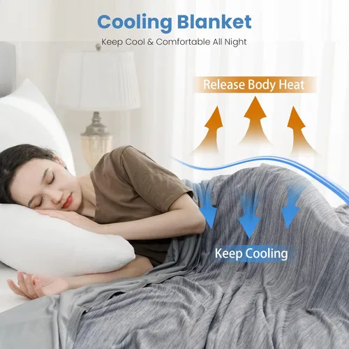 Miniatura 4 de OIGAE Manta refrescante para personas que duermen con calor – Manta fría de verano suave y ligera para sudores nocturnos, perfecta para cama, sofá