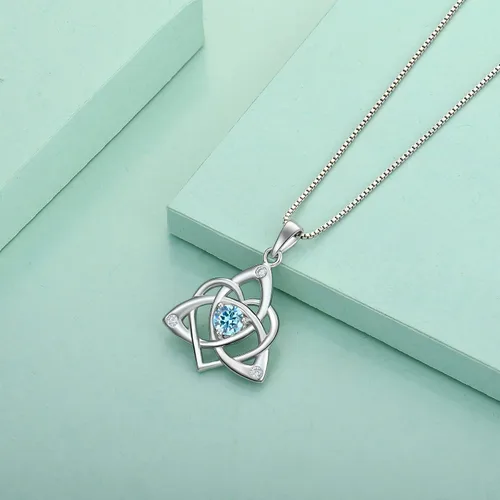 Miniatura 5 de STARCHENIE Collar de nudo celta para mujer, plata de ley 925, colgante de nudo de amor Trinity, piedras de nacimiento, joyería