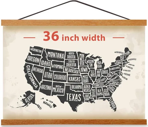 Miniatura 13 de Colgador magnético para póster con marco para 24x36 24x30 24x32 pósters de películas y música, marcos de madera de teca para lienzo grande, mapa
