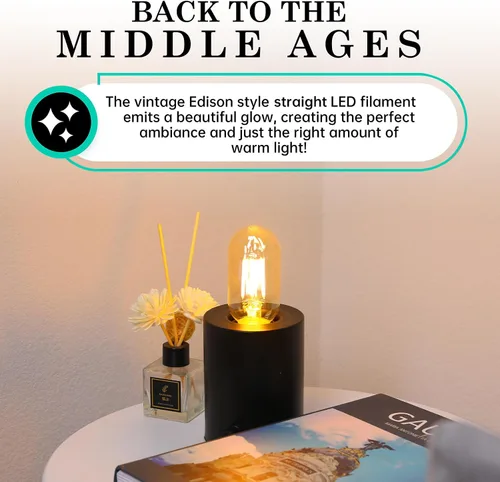 Miniatura 6 de AMDTU Bombillas LED Edison de 40 vatios equivalentes a 40 W, regulables, filamento recto, bombilla vintage E26 de 4 W, bombillas tubulares de vidrio