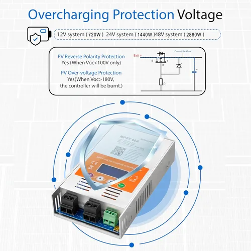 Miniatura 6 de 60A Controlador de carga solar MPPT V124 – Actualizado, detección automática de 12V/24V/48V, compatible con baterías de plomo-ácido y litio, entrada