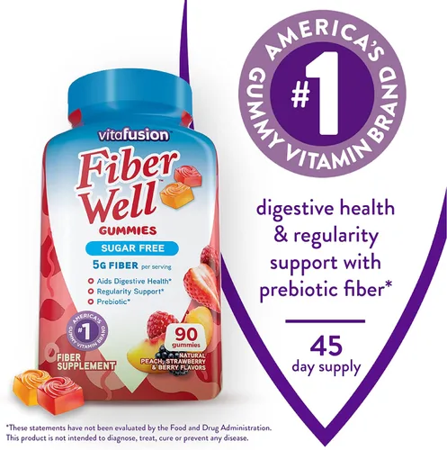 Miniatura 2 de Vitafusion Fiber Well, suplemento de fibra sin azúcar, 90 unidades. Vitaminas gomosas B12, 60