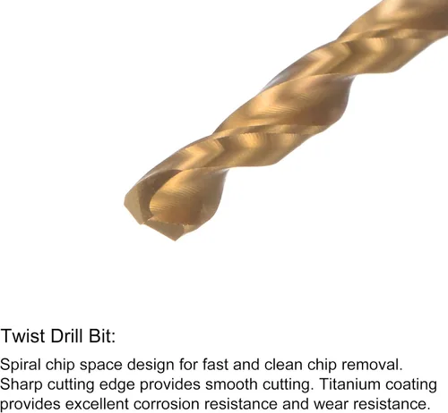 Miniatura 4 de uxcell 10-32 UNF Straight Flauta Thread Tap y 0.161 in Twist Drill Broca Set, titanio plateado 6542 Acero de alta velocidad Broca de perforación