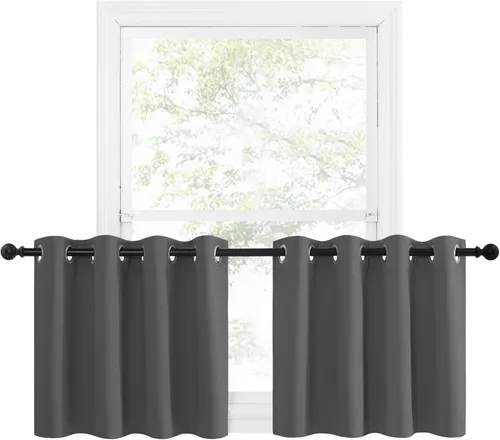 NICETOWN Cortinas opacas de cocina para ventana sobre el fregadero, aislamiento térmico, decoración del hogar, pequeños niveles opacos con ojales