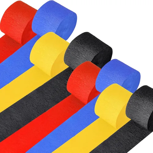 Miniatura 11 de Kit de serpentinas de papel crepé, 8 rollos de 656 pies, negro, morado, azul, verde, a granel para decoración de videojuegos, fiestas, cabina