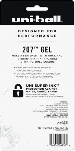 Miniatura 7 de Uniball Signo 207 - Bolígrafo de gel, paquete de 6 bolígrafos surtidos de 0.028 in, bolígrafos de tinta de gel, suministros de oficina vendidos por