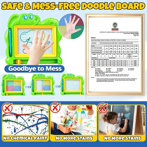 Miniatura 4 de Hymaz Paquete de 15 tableros de dibujo magnéticos para niños, colorida tableta de dibujo borrable para niños pequeños de 1 a 3 años, almohadilla