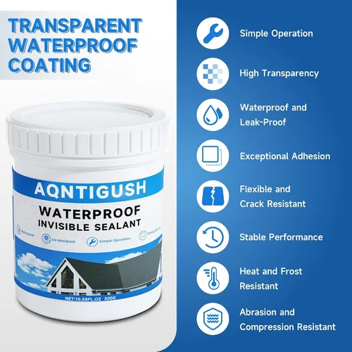 Miniatura 4 de Sellador transparente impermeable de 10.5 onzas (10.58 oz) con revestimiento impermeable invisible, adhesivo impermeable para techos, paredes, baño