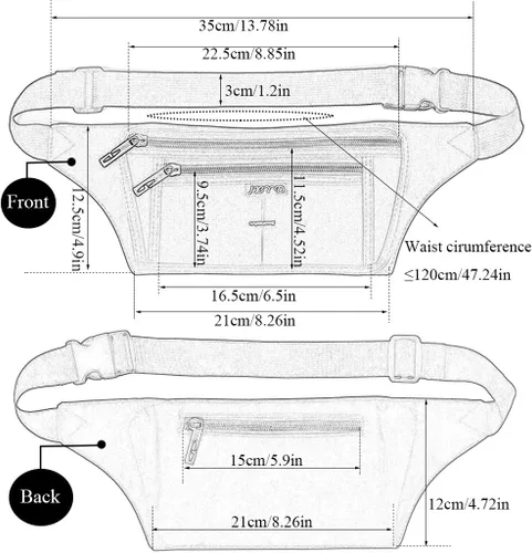 Miniatura 14 de Bolsa de cintura ultrafino con ranuras c/visualización para tarjeta de crédito, para deportes, aire libre, correr, caminar, viajes.