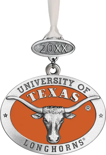 Miniatura 98 de Adorno de Alabama sin fecha Adorno de árbol de Navidad esculpido a mano Incrustación de metal de peltre Alma Mater intrincadamente elaborada
