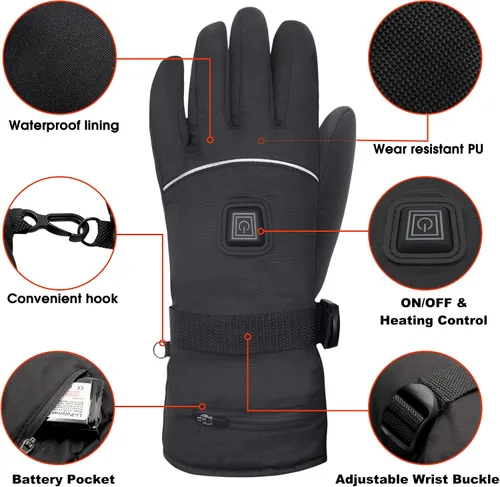 Miniatura 5 de SVPRO Guantes calefactables, guantes térmicos con batería eléctrica, impermeables, guantes de caza de invierno, guantes calefactables para pantalla