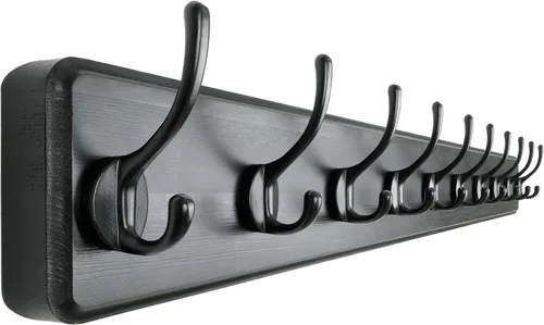 Miniatura 13 de Dseap Perchero de Pared: Moderno, Patentado, Resistente, 17.4" de Largo, Riel Colgador de Madera con 5 Ganchos Dobles para Abrigos de Invierno, Negro
