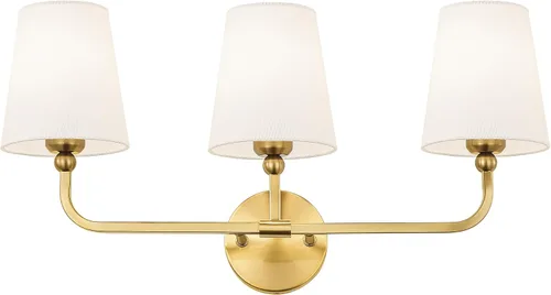 Miniatura 29 de VL837-BG-RA-2 - Lámparas de baño de 2 luces, luces de ratán dorado cepillado, aplique de doble pared con pantalla tejida a mano acampanada, apliques