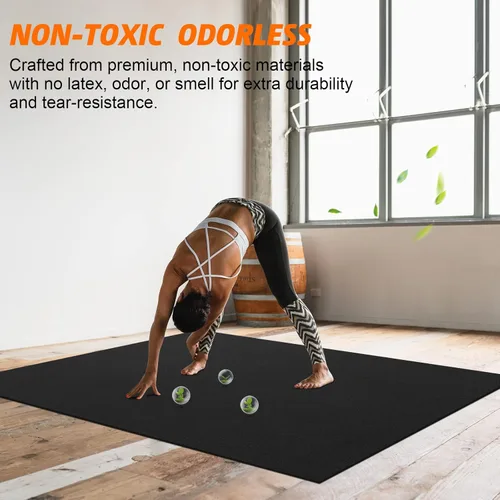 Miniatura 9 de Tapete de ejercicio grande de 8 x 5 pies 12 x 6 pies para gimnasio en casa, tapete de ejercicio resistente para suelo de gimnasio, esterilla