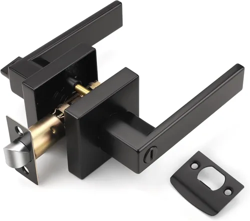 Miniatura 51 de KNOBWELL Paquete de 2 palancas de puerta de color negro mate resistentes de 2.07 libras, modernas palancas de puerta para armario/pasillo