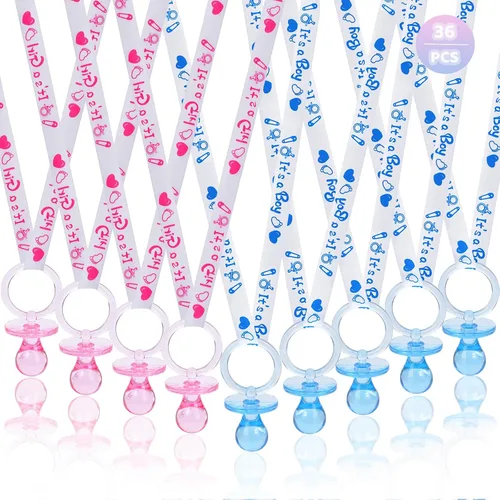 Miniatura 7 de 72 bonitos collares de chupete para niños y niñas, juego de collar acrílico para chupete para regalos de baby shower, fiesta de revelación de Azul