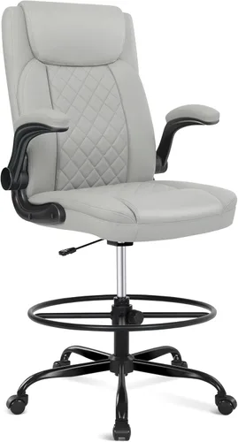 Miniatura 7 de Misolant Silla de dibujo con anillo reposapiés, silla de oficina alta para escritorio de pie, silla de pie con altura ajustable y reposabrazos Azul