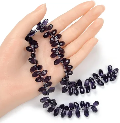 Miniatura 3 de 200pcs Checa 0.472 in Lágrima facetada Briolette Cristal Perlas Sueltas Colgante Separador de Gota a Granel Amatista Púrpura para DIY Joyería