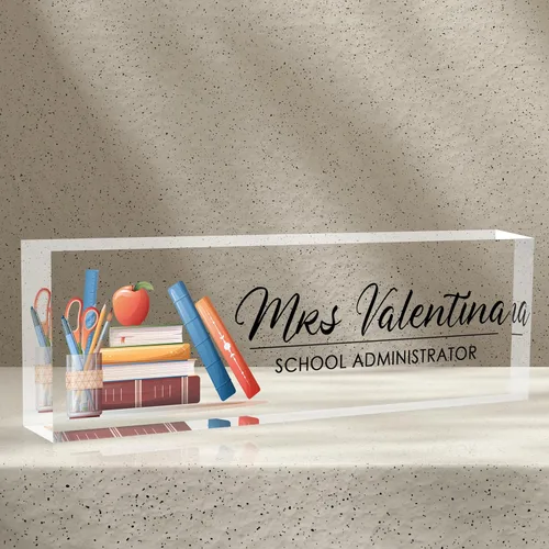 Miniatura 31 de Placa de nombre de escritorio personalizada, diamantes azules, regalo de decoración de oficina para profesores, jefes, empleados