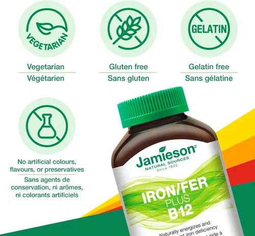 Miniatura 5 de Jamieson Iron + Vitamina B12, 45 pestañas masticables