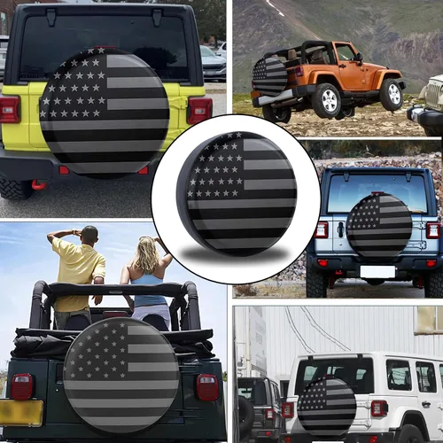 Miniatura 4 de gunhunt 1 pieza Cubierta de neumático con patrón de bandera estadounidense, cubierta de neumático de repuesto de PVC para auto de 16", cubierta