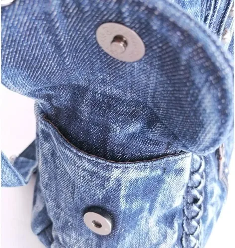 Miniatura 5 de Bolso Hobo de mezclilla para mujer, bolsos de mezclilla, bolso de hombro, remache tejido vintage, bolso de mano casual, bolso cruzado, Azul
