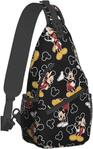EVWKL Linda mochila cruzada de Mickey Mouse para mujeres y hombres, bolsa de pecho para mujer, bolso de viaje, deportes, senderismo, Negro-2,