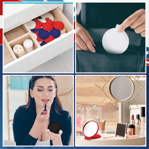 Miniatura 7 de Weysat 48 piezas de espejo compacto para el 4 de julio, regalos para el Día de los Caídos, rojo, blanco, azul, negro, mini espejo de bolsillo