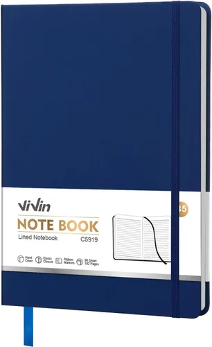 Miniatura 9 de ViVin Cuaderno A4 con rayas universitarias para el trabajo, diario de tapa dura de cuero de 8.5 x 11 pulgadas, 192 páginas, cuaderno rayado