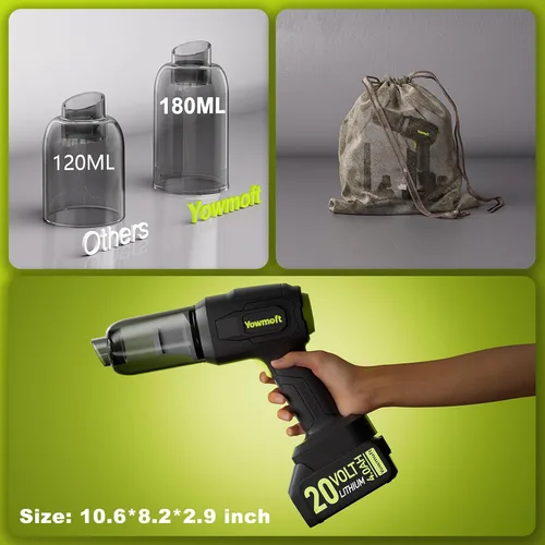 Miniatura 4 de Aspiradora de mano inalámbrica para automóvil con succión fuerte de 21000Pa, kit de aspiradora portátil inalámbrica y soplador 3 en 1 con motor sin