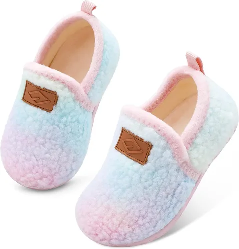 Lefflow - Pantuflas para niños y niñas, zapatos de casa sin cordones para bebés, zapatos ligeros para caminar al aire libre