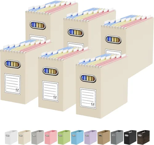Miniatura 70 de Oterri Caja organizadora de archivos de cartón para colgar carpetas de archivos, tamaño carta, caja de archivos para escritorio de computadora