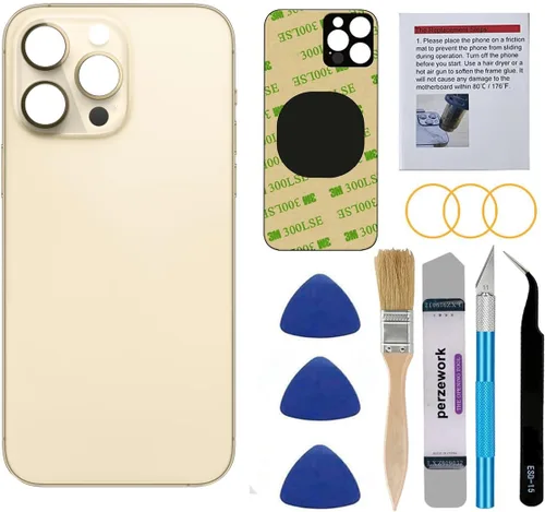 Reemplazo de cristal trasero OEM para iPhone 14 Pro Max de 6.7 pulgadas con kit de herramientas de reparación y adhesivo preinstalado (dorado)