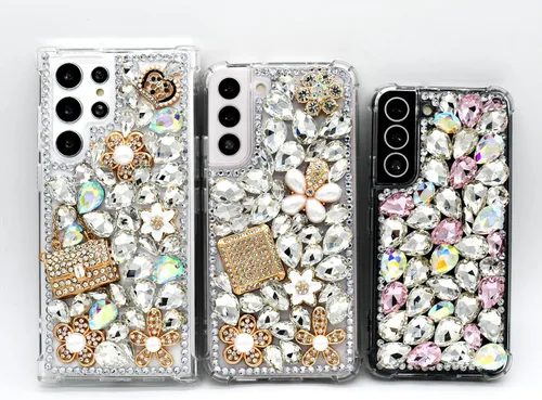 Miniatura 6 de Funda de lujo para Samsung Galaxy S22 Plus con purpurina brillante a prueba de golpes, esquinas bonitas, diseño de diamantes de imitación de cristal