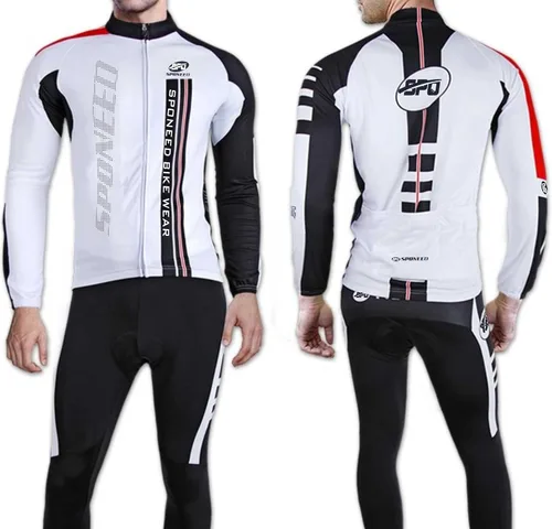 Miniatura 5 de sponeed Ropa de ciclismo para hombre, manga larga, para bicicleta de montaña, camiseta de bicicleta de carretera, pantalones acolchados, trajes
