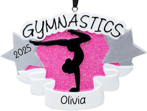 Miniatura 7 de Adorno de Navidad personalizado de gimnasia 2026 Adorno de gimnasia en barra de equilibrio, decoración de mujer para árbol de Navidad, regalo