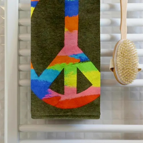 Miniatura 2 de 3dRose Image of Rainbow Peace Sign 11x12 Wash Cloth for Face and Body