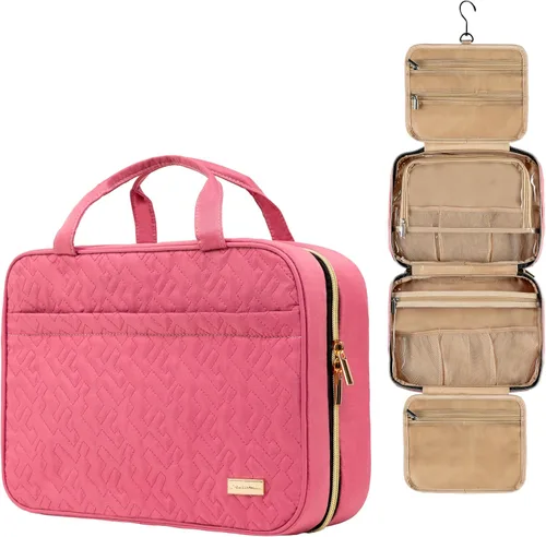 Miniatura 15 de Carrywell - Neceser de viaje con gancho para colgar, organizador de maquillaje, bolsa de cosméticos resistente al agua para contenedores