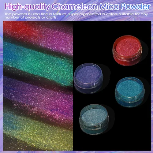 Miniatura 2 de Ceya Juego de Polvo de Mica Camaleón 16 Colores, 2.8oz / 80g Polvo Cromo, Pigmento de Efecto Nacarado con Cambio de Color de Grado Cosmético