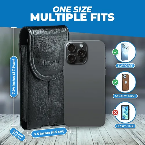 Miniatura 2 de Funda de cuero genuino para iPhone 17 Pro Max 16 Pro Max 15 Plus 14 Pro Max Samsung Galaxy Note 9 8 S24 Ultra S25 Edge Funda con clip para cinturón