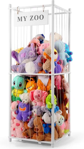 Miniatura 13 de GLDZI Almacenamiento de Animales de Peluche Zoo, Organizador de Animales de Peluche de Madera con Cuerdas Elásticas para Niños y Niñas, Soporte